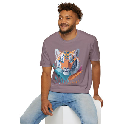 Tiger Print Shirt Unisex Softstyle Tee 100 Percent Ring Spun Cotton
