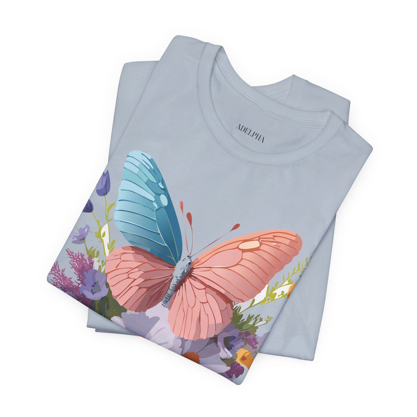 Natural Cotton Tee Shirt with Butterfly