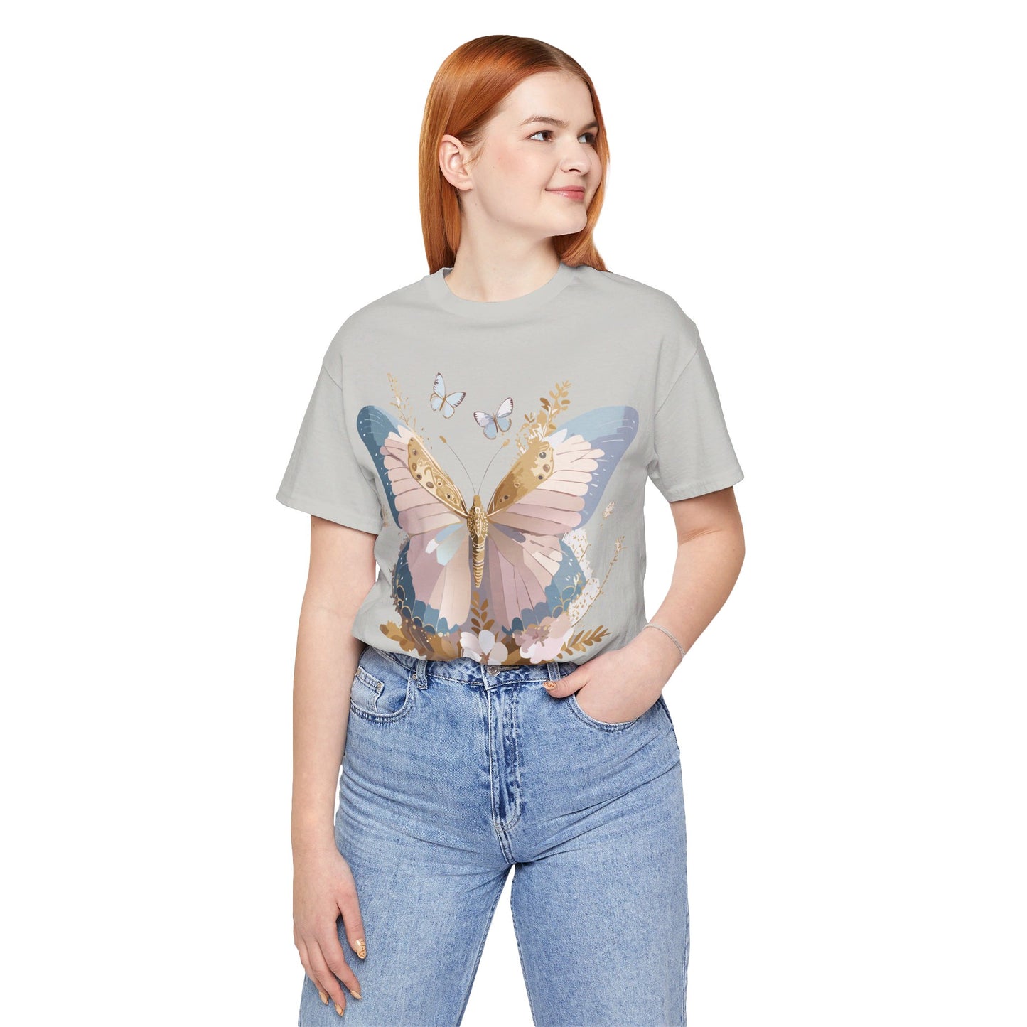 T-shirt en coton naturel avec papillon