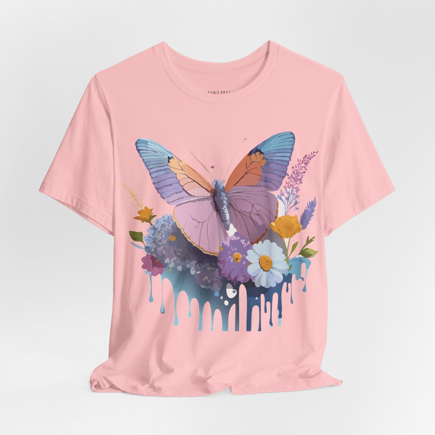 Natural Cotton Tee Shirt with Butterfly