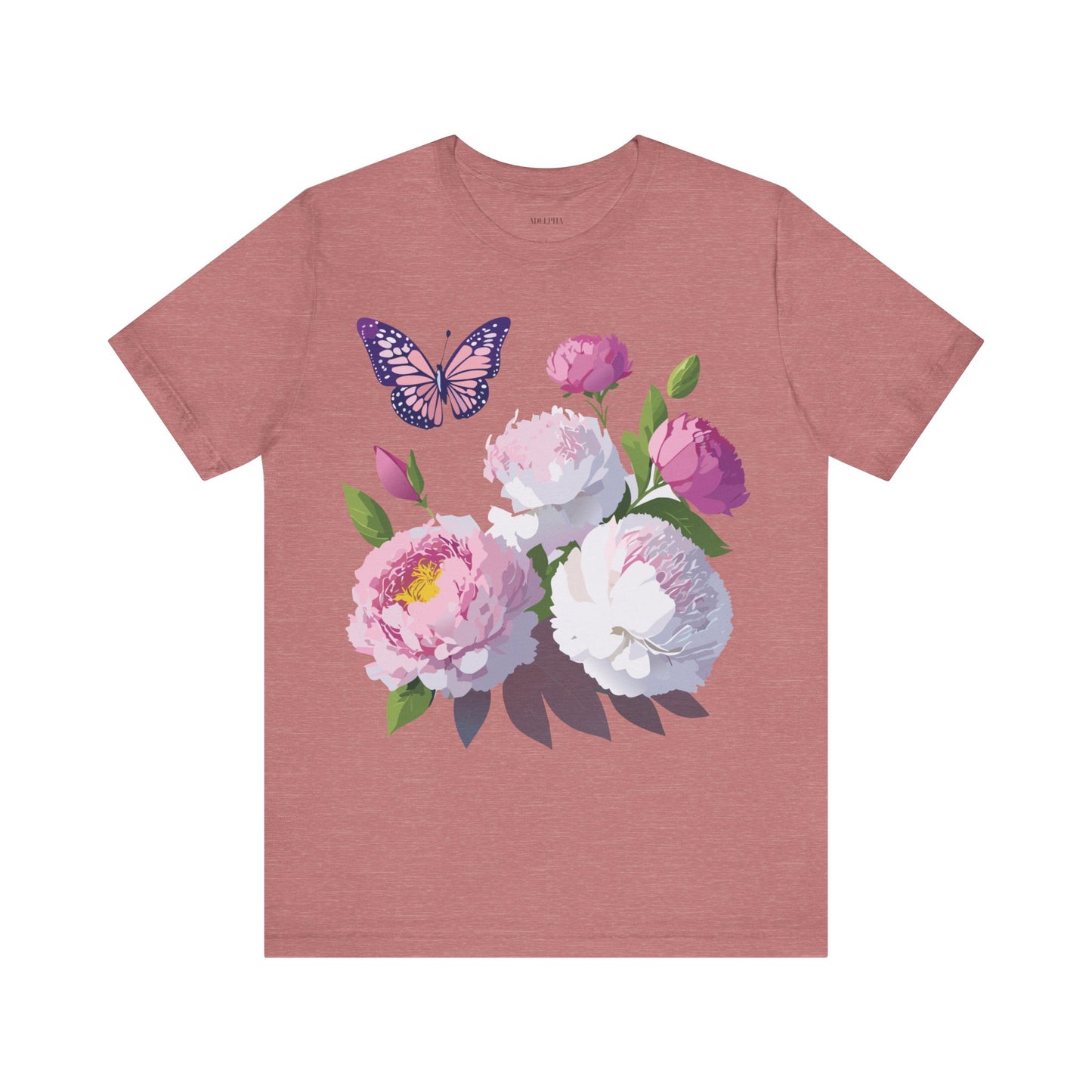 Natural Cotton Tee Shirt with Flowers