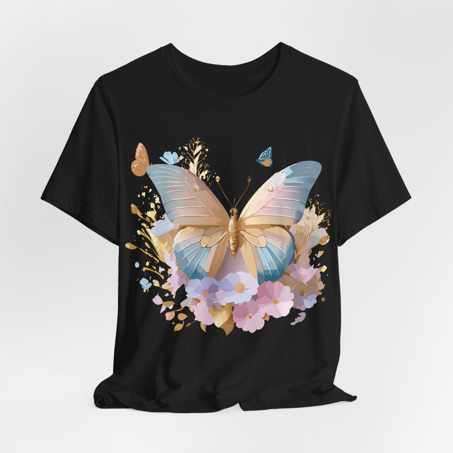 Natural Cotton Tee Shirt with Butterfly