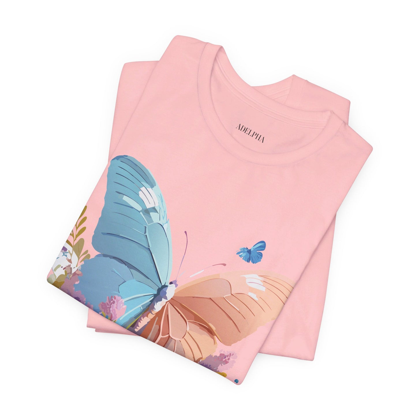 Natural Cotton Tee Shirt with Butterfly