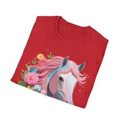 Unisex Horse Shirt Softstyle Cotton Tee With Animal Print Design