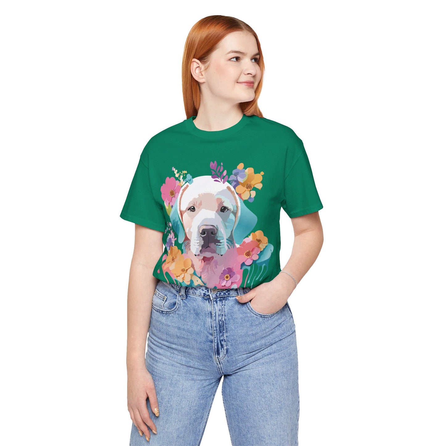 Natural Cotton Tee Shirt with Dog