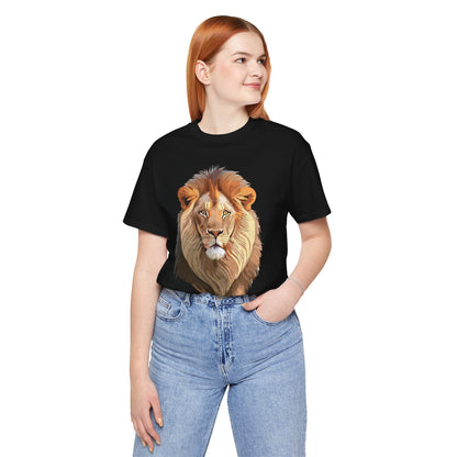 Safari Lion Head Illustration T-Shirt Unisex Cotton Realistic Lion Portrait Tee 3