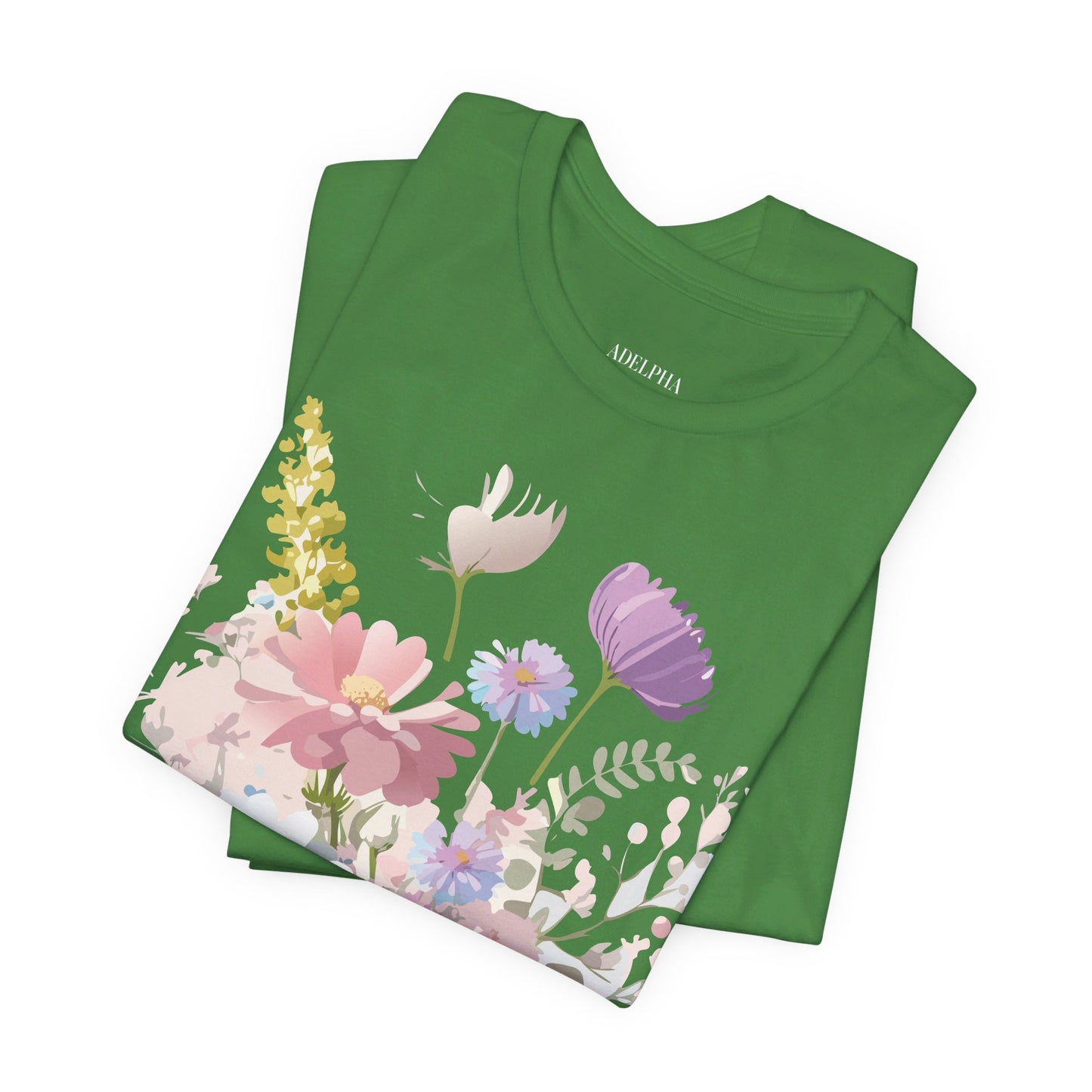 Natural Cotton Tee Shirt with Flowers