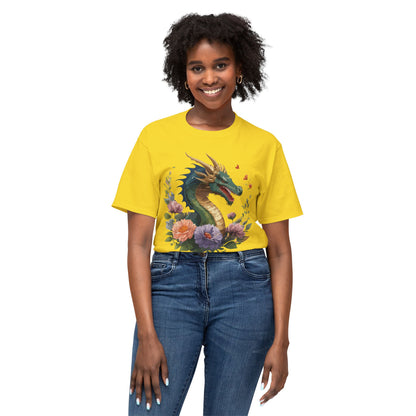 Dragon Art Design Shirt Unisex Cotton T Shirt Floral Print Tee