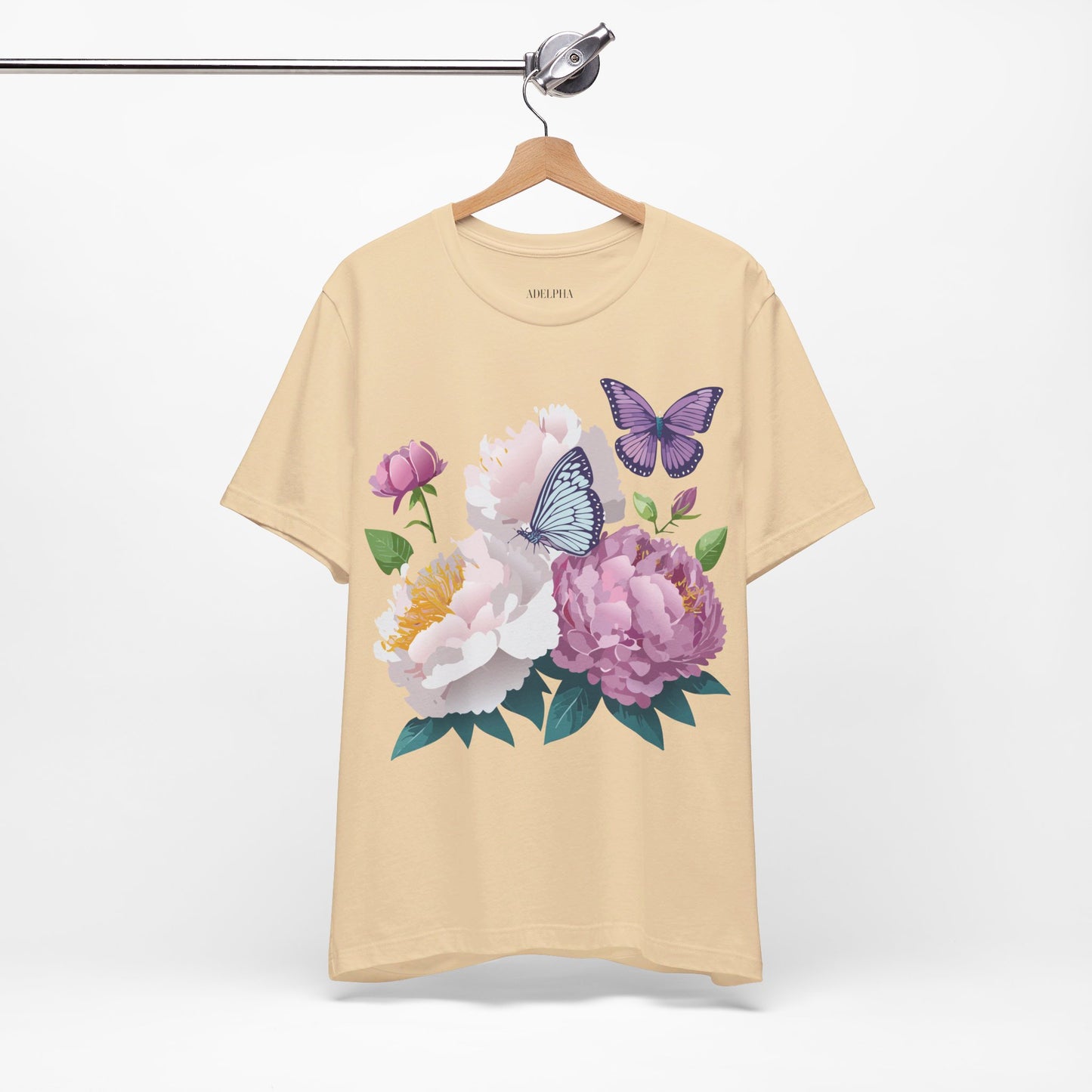 T-shirt en coton naturel avec fleurs