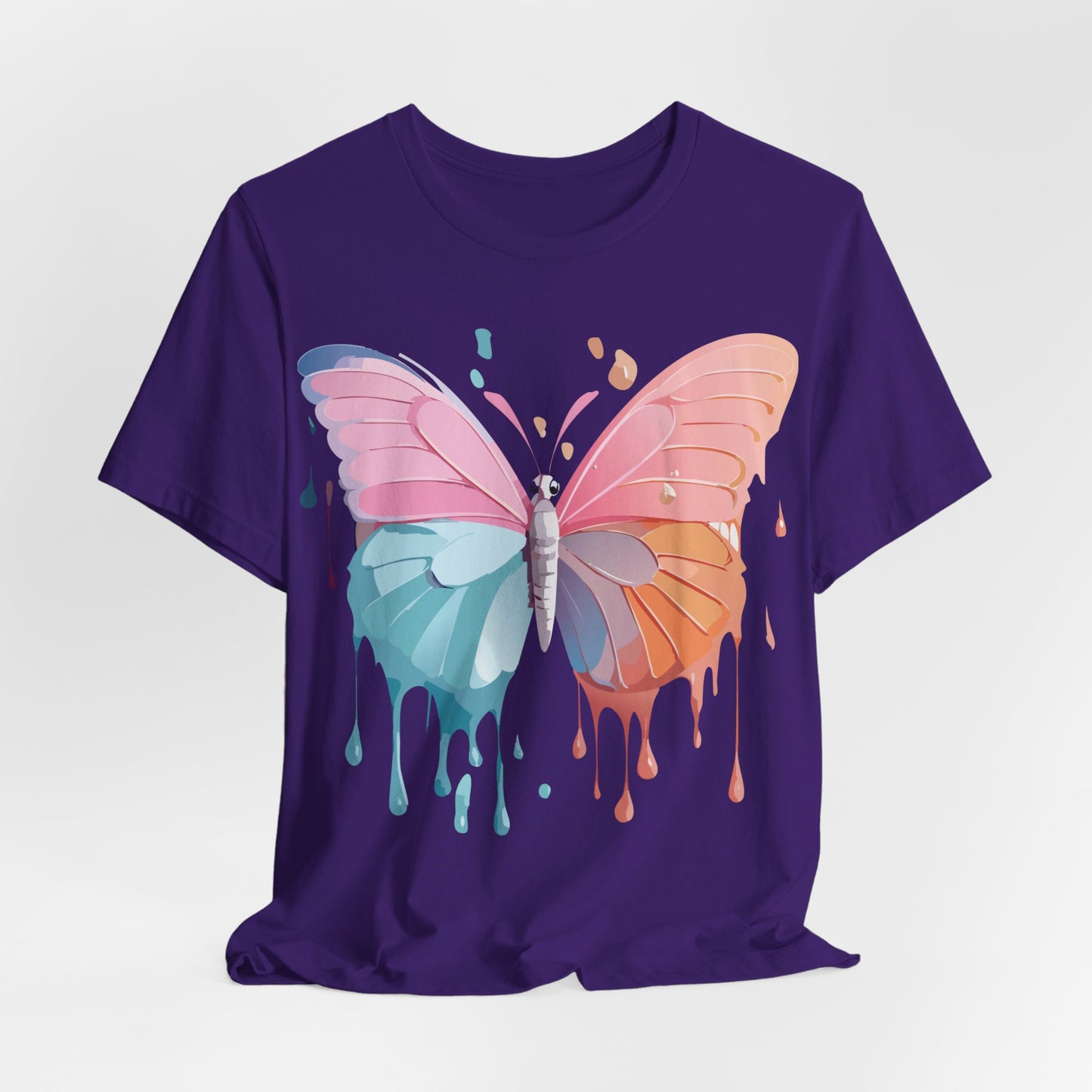 Natural Cotton Tee Shirt with Butterfly