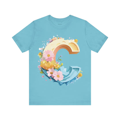Natural Cotton Tee Shirt - Letters Collection - C Printify