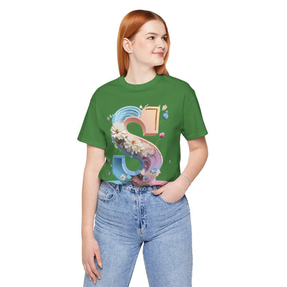 Natural Cotton Tee Shirt - Letters Collection - S Printify