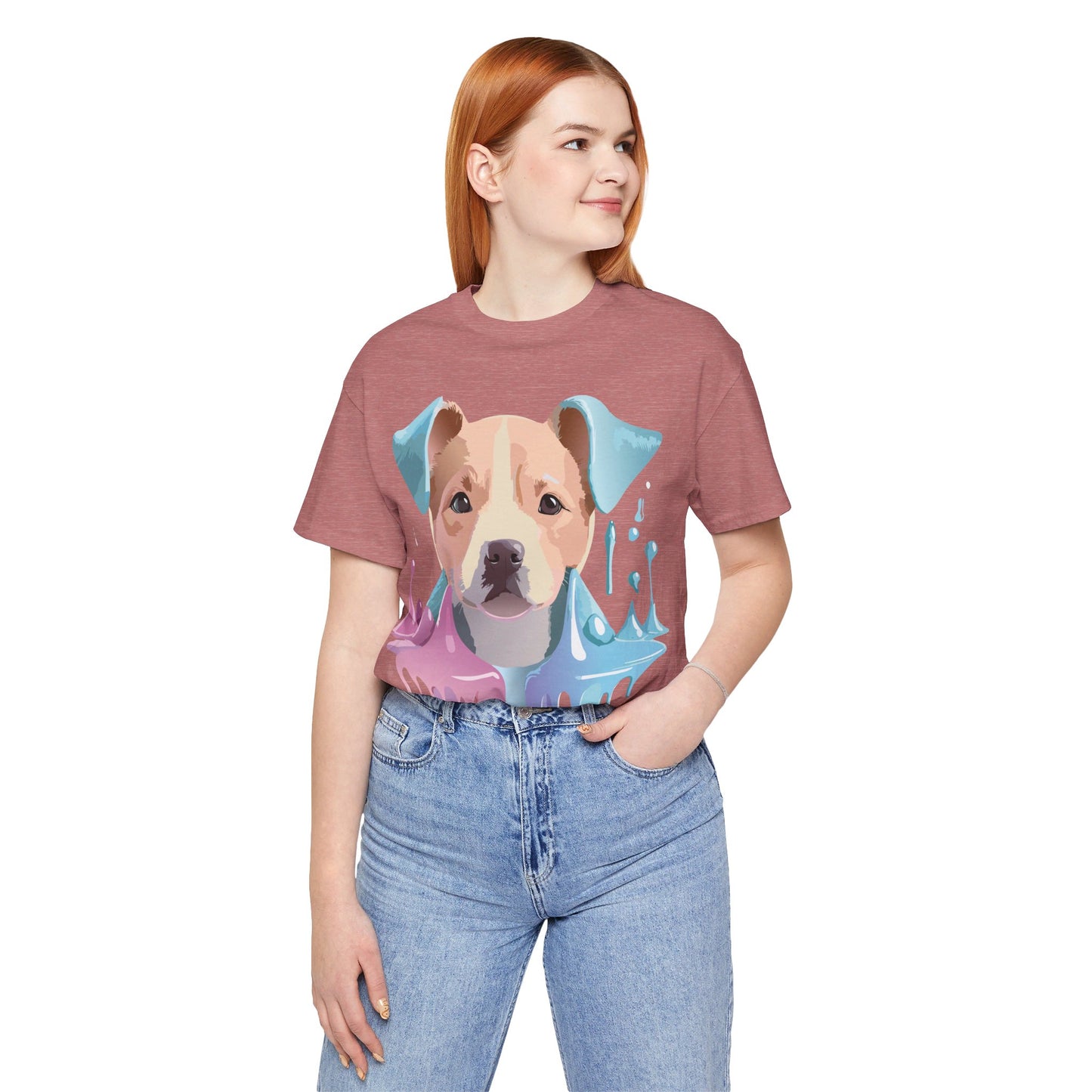 Natural Cotton Tee Shirt with Dog