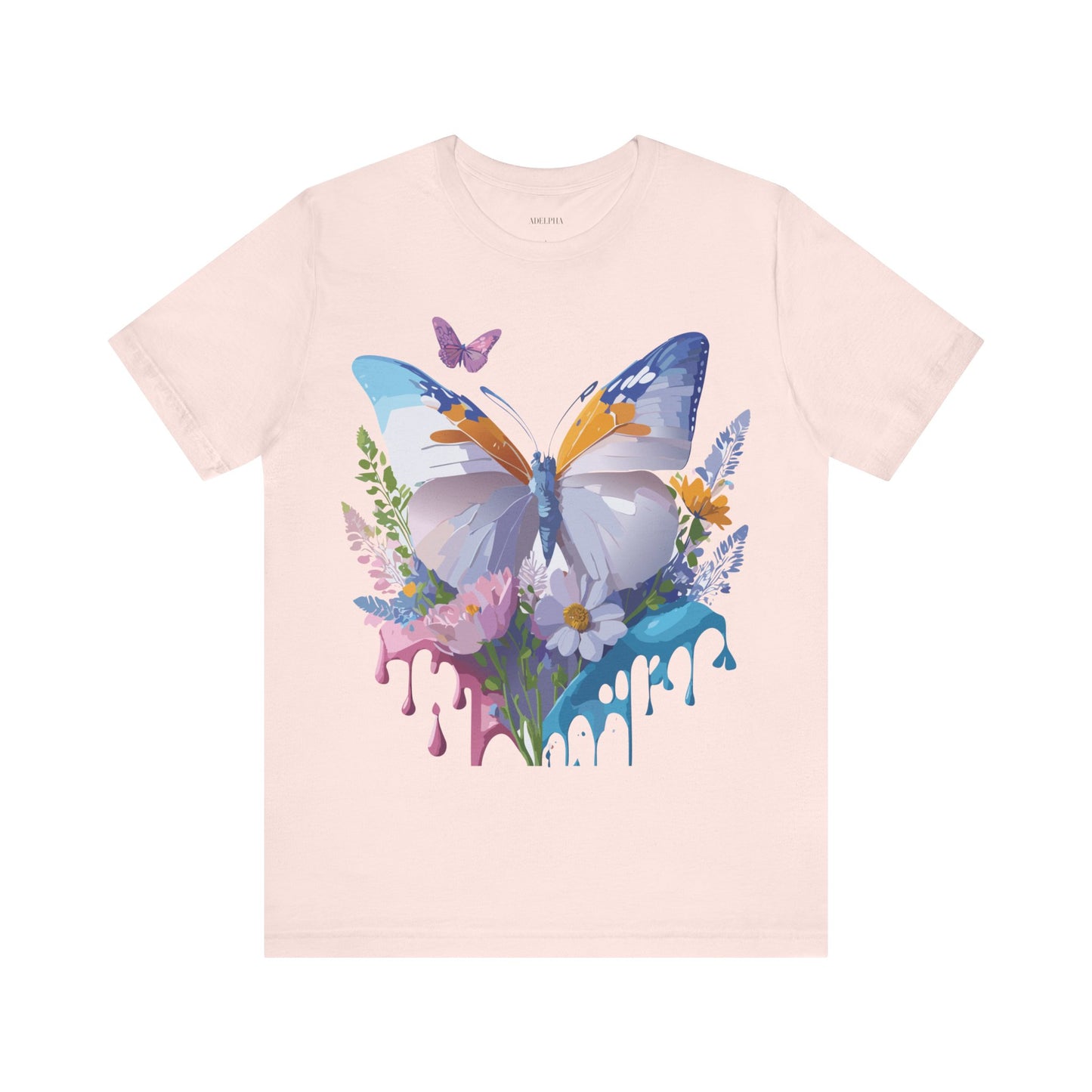 Natural Cotton Tee Shirt with Butterfly