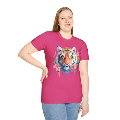 Tiger Print Unisex Softstyle T Shirt Short Sleeve Gildan 64000 Tee