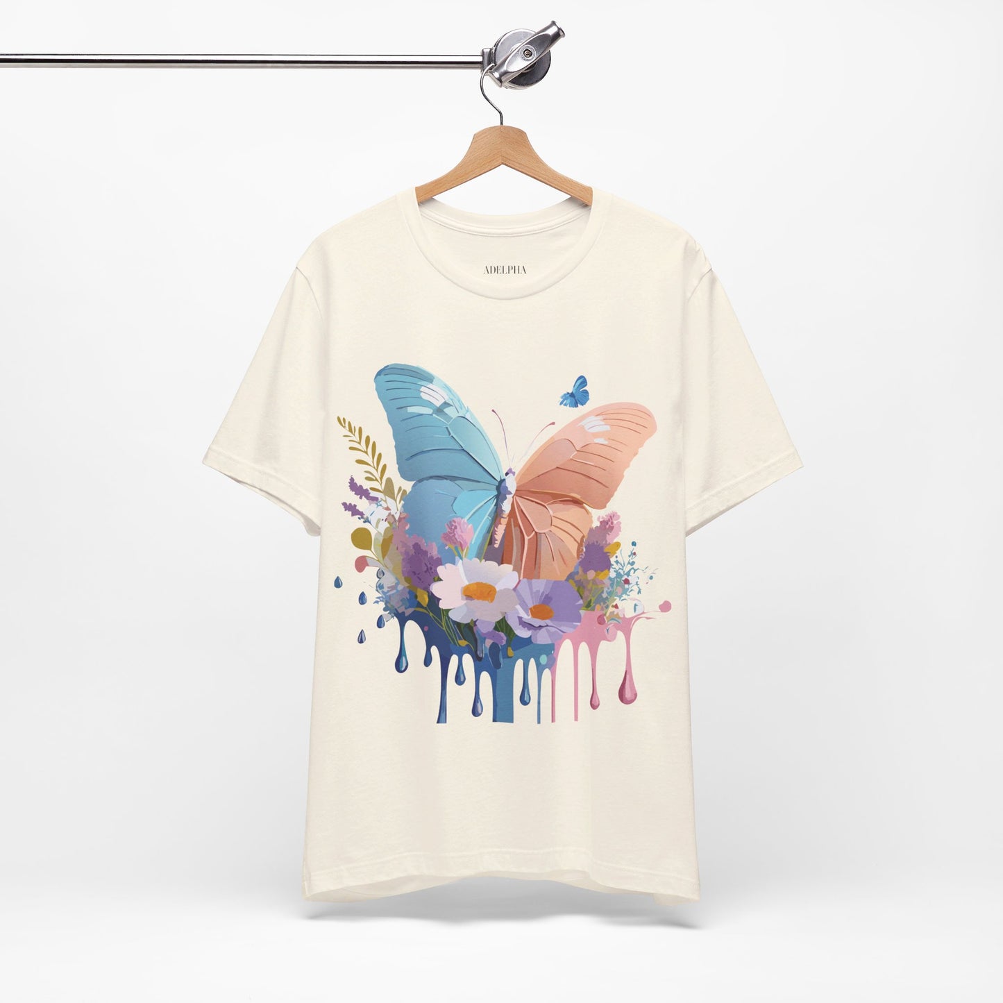 Natural Cotton Tee Shirt with Butterfly