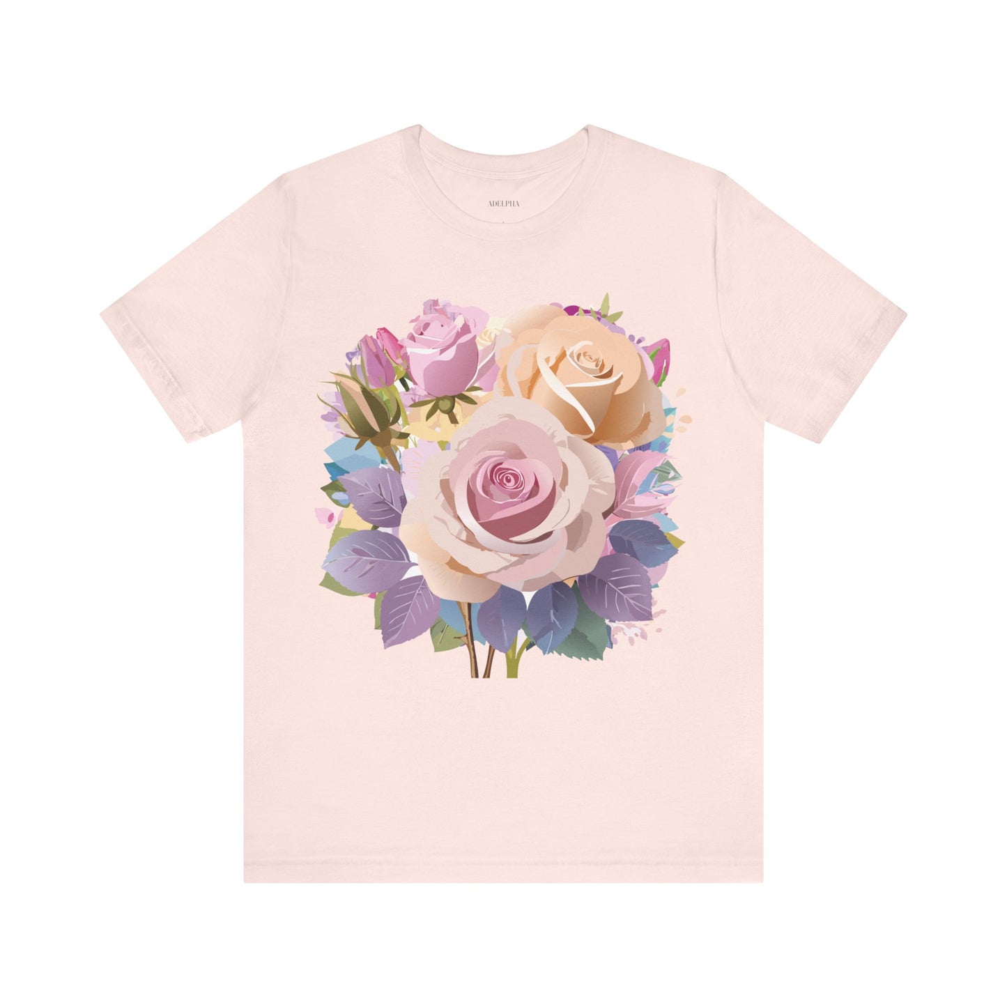 Natural Cotton Tee Shirt with Flowers