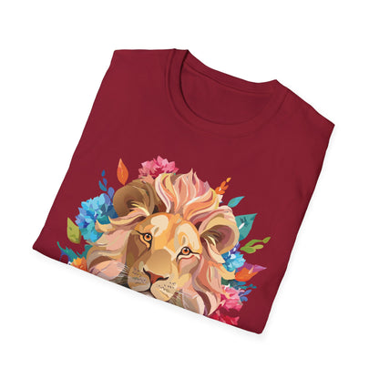 Lion Shirt Unisex Floral Lion Tee Gildan Softstyle 64000 Lightweight Cotton Tee