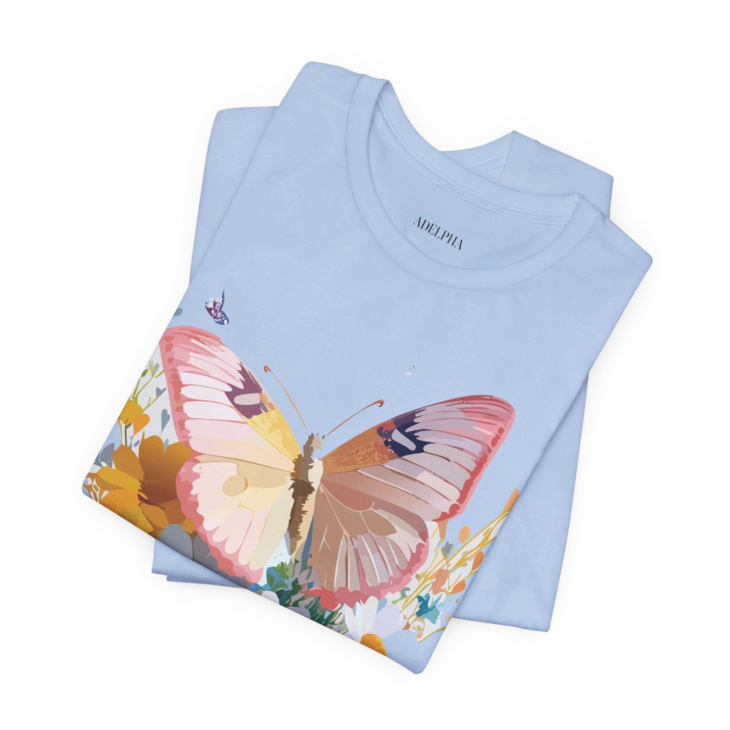 Natural Cotton Tee Shirt with Butterfly