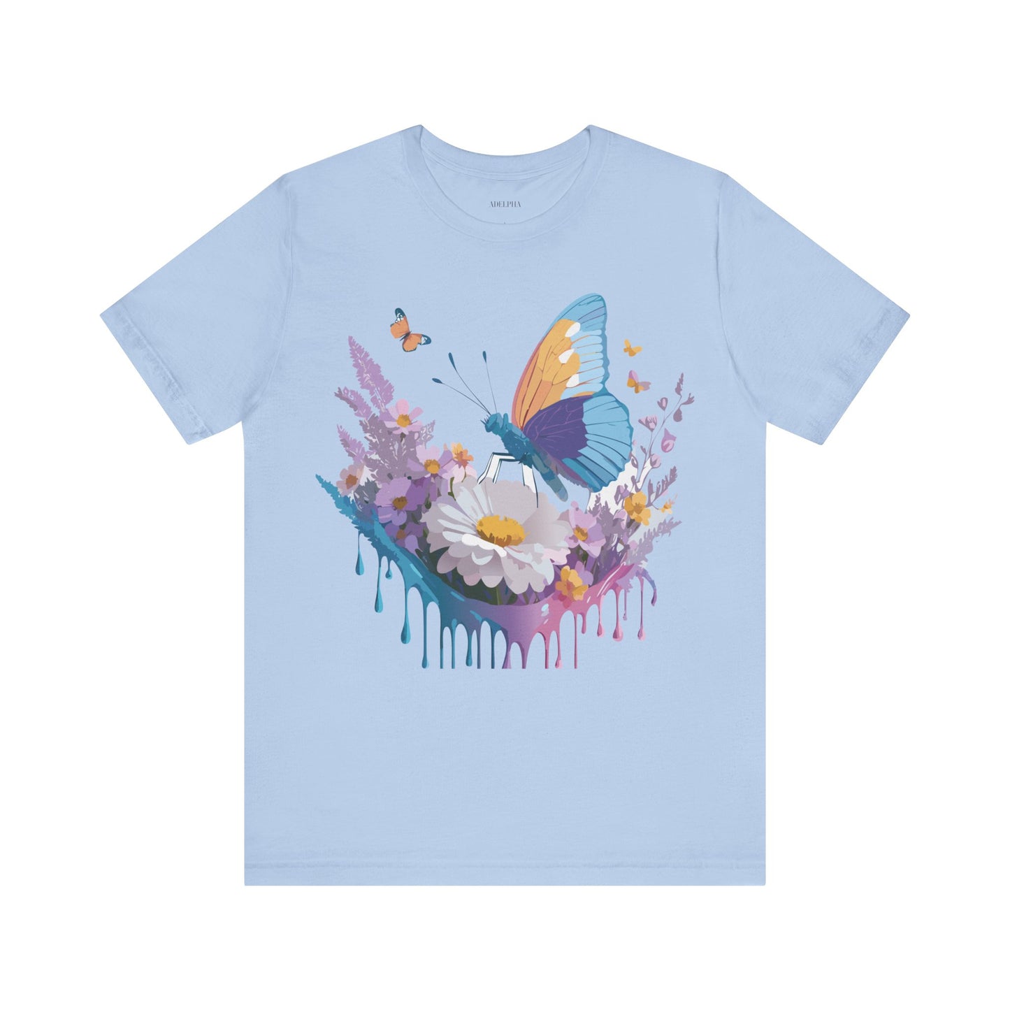 Natural Cotton Tee Shirt with Butterfly