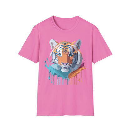 Tiger Print Shirt Unisex Softstyle Tee 100 Percent Ring Spun Cotton