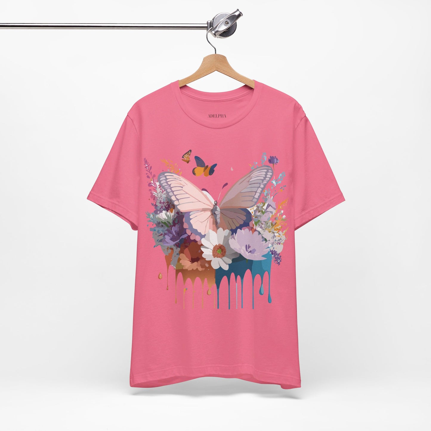 Natural Cotton Tee Shirt with Butterfly