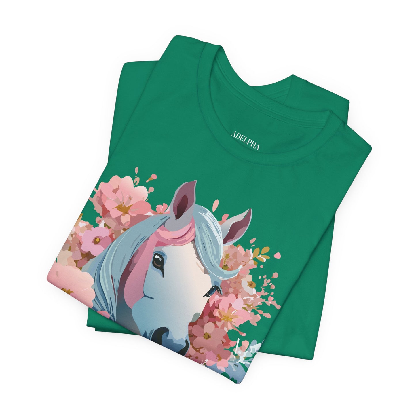 Natural Cotton Tee Shirt with Horse