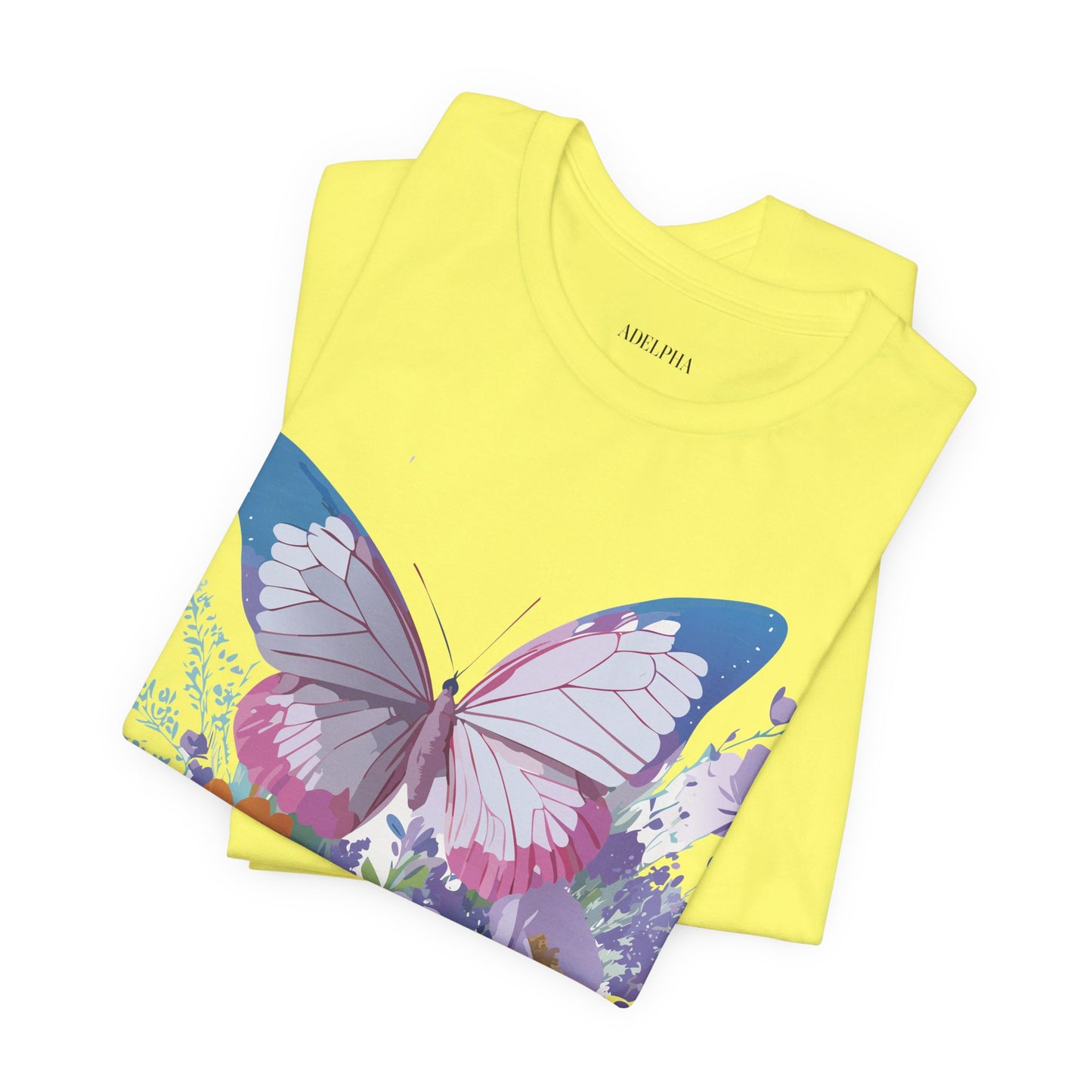 Natural Cotton Tee Shirt with Butterfly