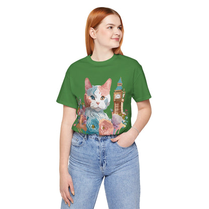 Natural Cotton Tee Shirt with Cat Printify