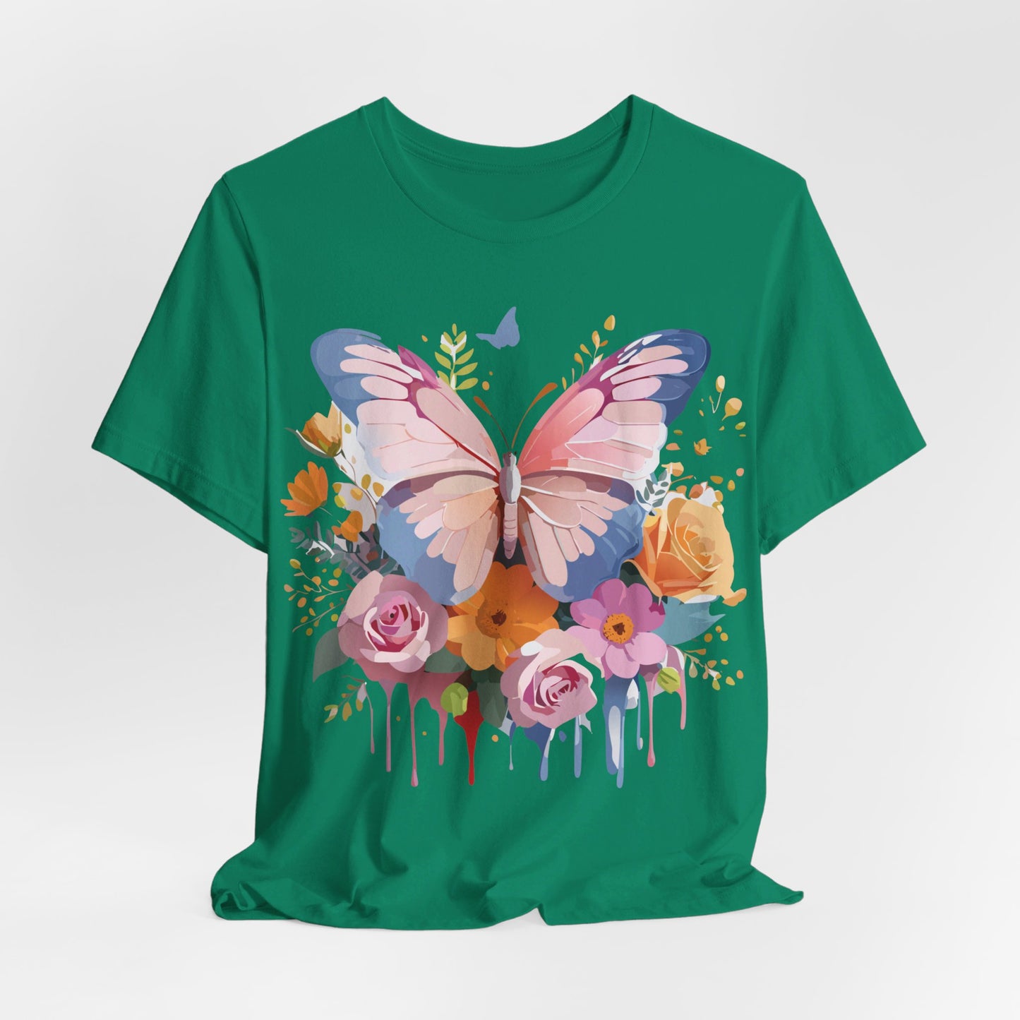 Natural Cotton Tee Shirt with Butterfly