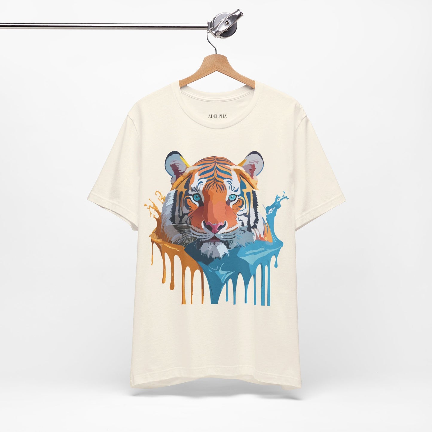 T-shirt en coton naturel avec motif tigre