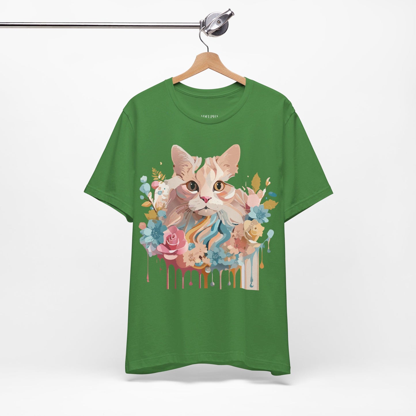 Natural Cotton Tee Shirt with Cat