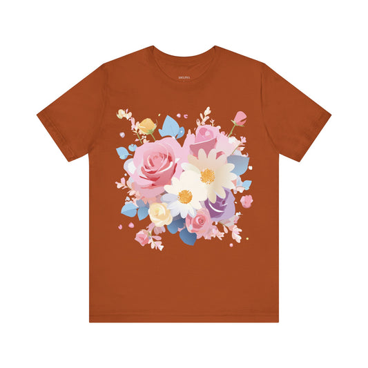 T-Shirt aus natürlicher Baumwolle mit Blumen