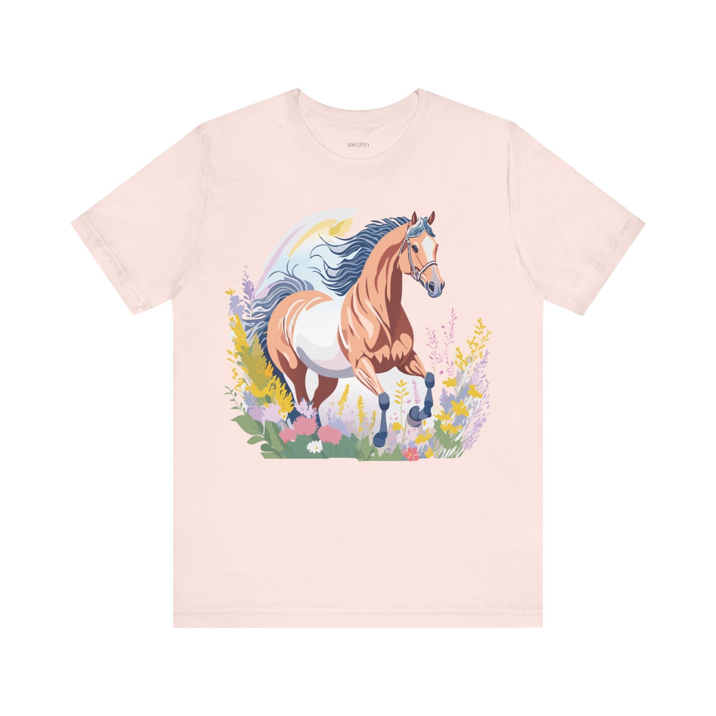 Natural Cotton Tee Shirt with Horse