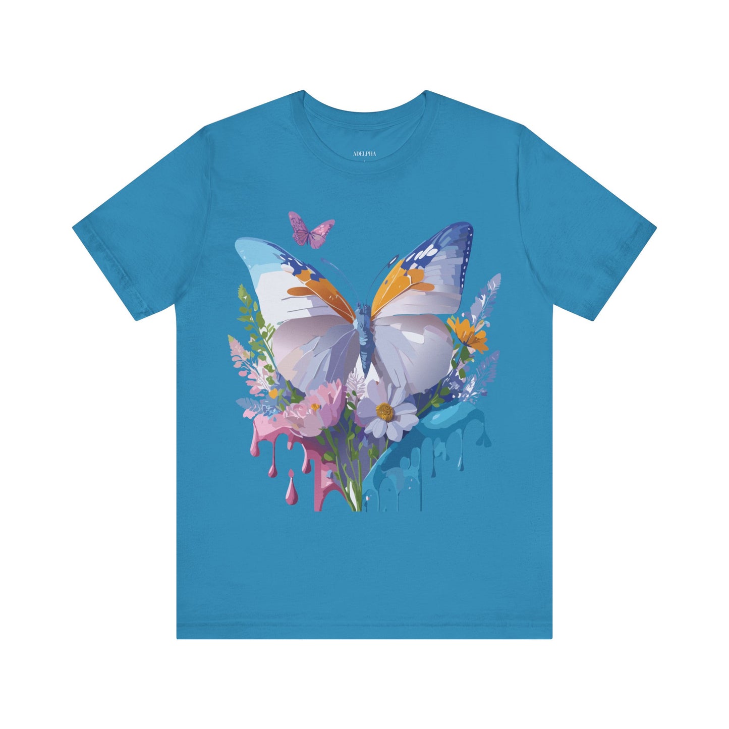 Natural Cotton Tee Shirt with Butterfly