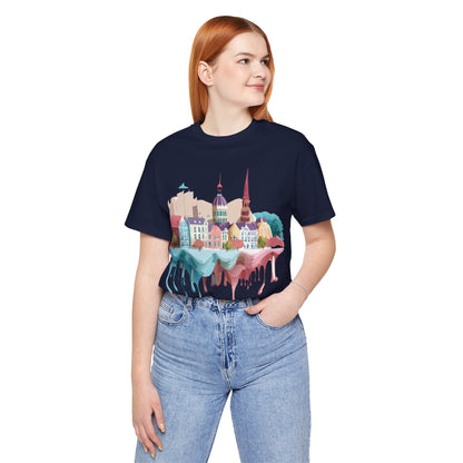 Natural Cotton Tee Shirt - Beautiful Places Collection - Warnemünde and Rostock - Germany Printify