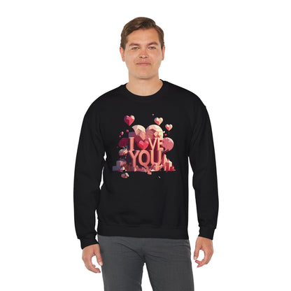 Unisex Heart Love Sweatshirt Floral Valentines Day Cotton Poly Fifty Fifty Blend