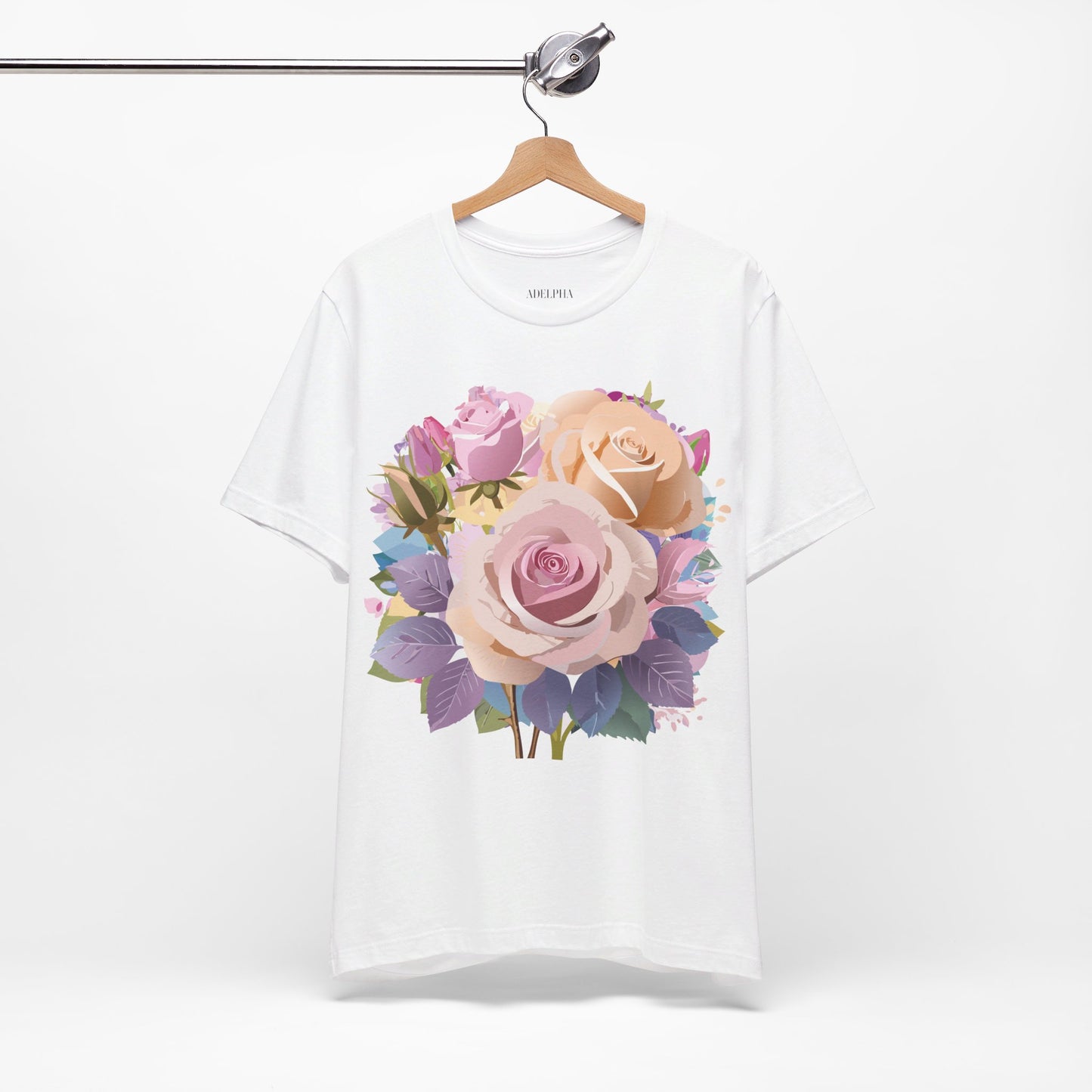 Natural Cotton Tee Shirt with Flowers