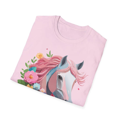 Unisex Horse Shirt Softstyle Cotton Tee With Animal Print Design