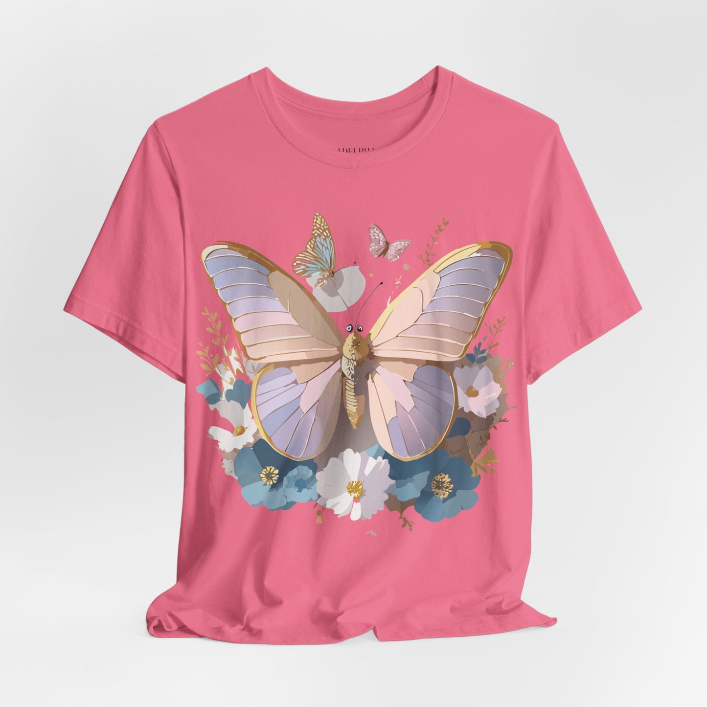 Natural Cotton Tee Shirt with Butterfly