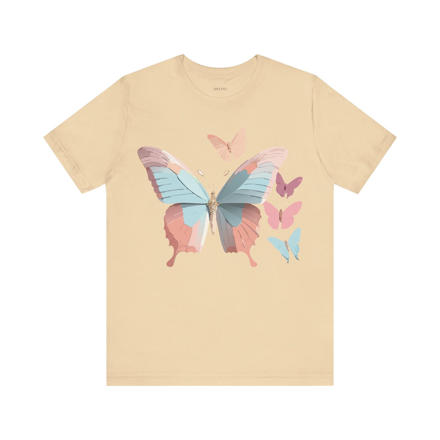 Natural Cotton Tee Shirt with Butterfly