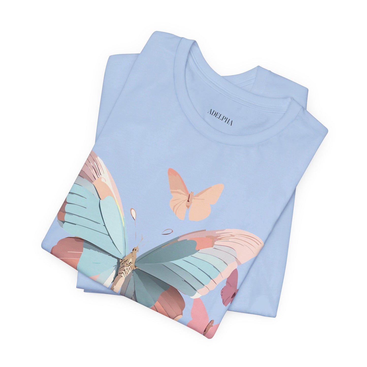 Natural Cotton Tee Shirt with Butterfly