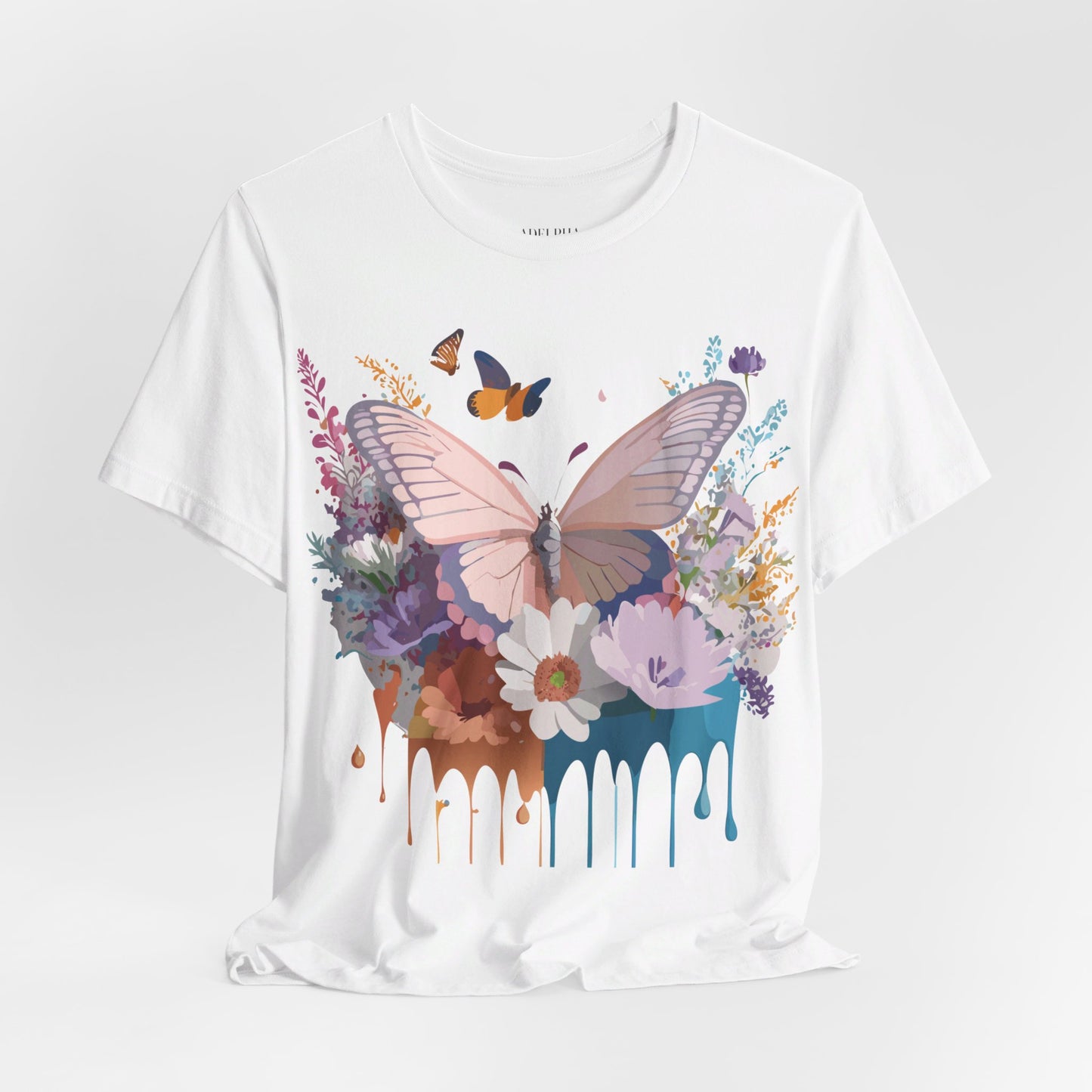 Natural Cotton Tee Shirt with Butterfly