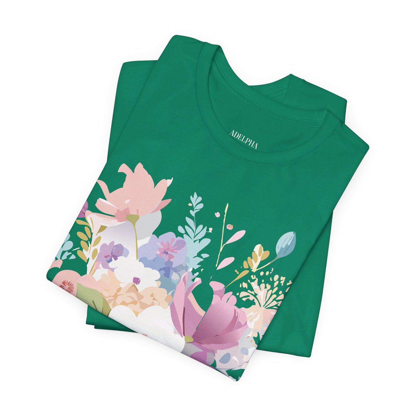 Natural Cotton Tee Shirt with Flowers