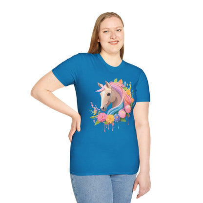 Unisex Horse Shirt Soft Cotton Tee With Animal Artwork Gildan Softstyle
