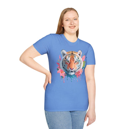 Tiger Print Unisex Softstyle T Shirt Short Sleeve Gildan 64000 Tee