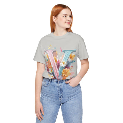 Natural Cotton Tee Shirt - Letters Collection - V Printify