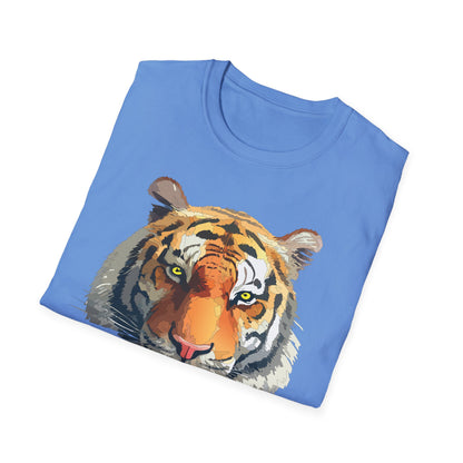 Tiger Print T Shirt Unisex Animal Tee 100 Percent Cotton Softstyle Gildan 64000