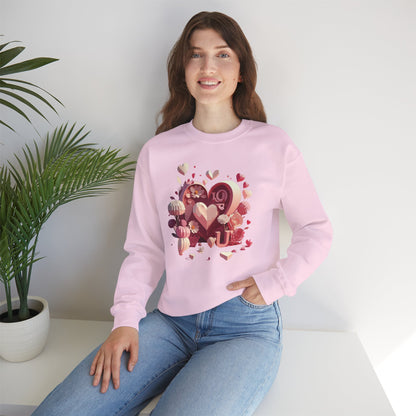 Unisex Floral Big Heart Sweatshirt Love Floral Valentine Day Cotton Poly Blend