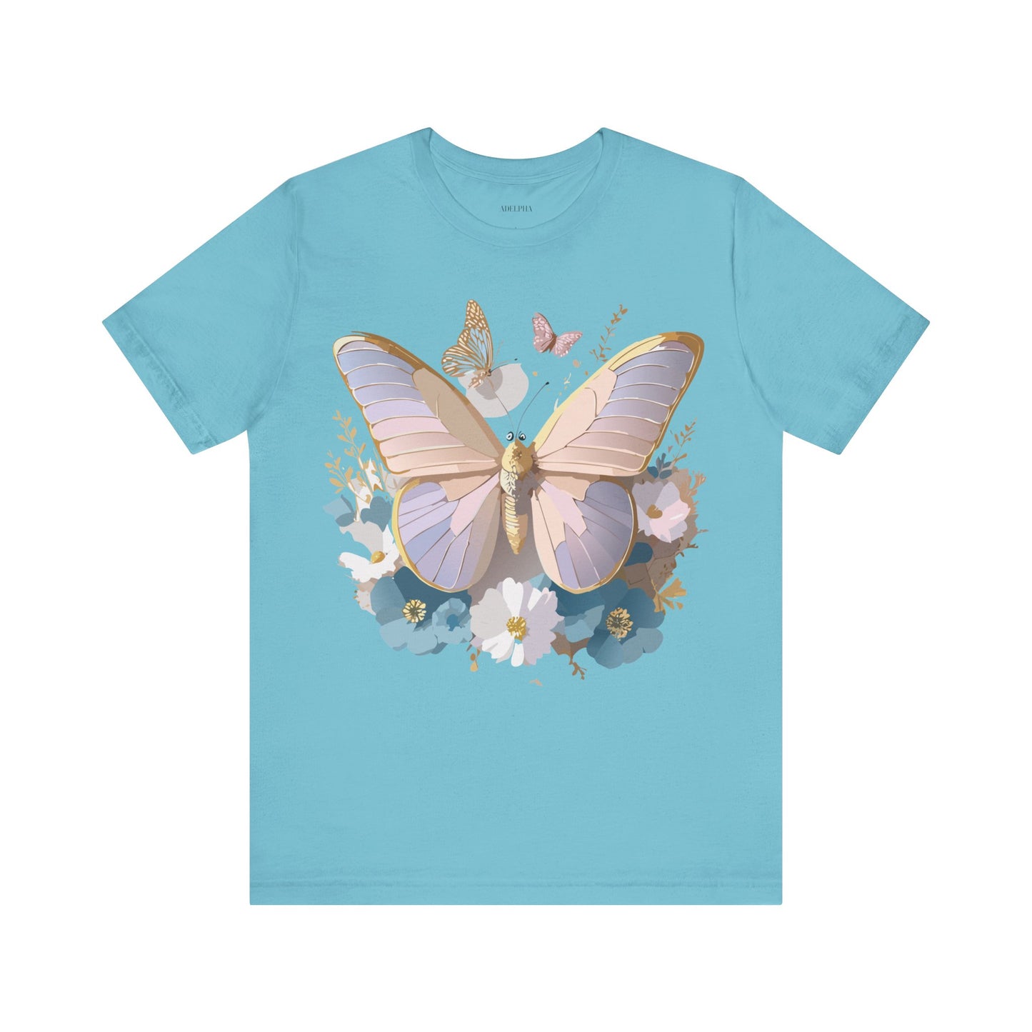 Natural Cotton Tee Shirt with Butterfly